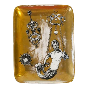 Fornasetti Black and Gold Catchall Jewelry Dish Tray
