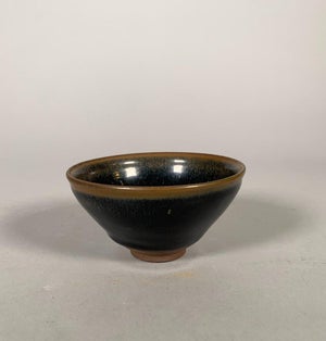 Black glazed stoneware bowl known as Hare's Fur, China, Song Dynasty style (960-1279)