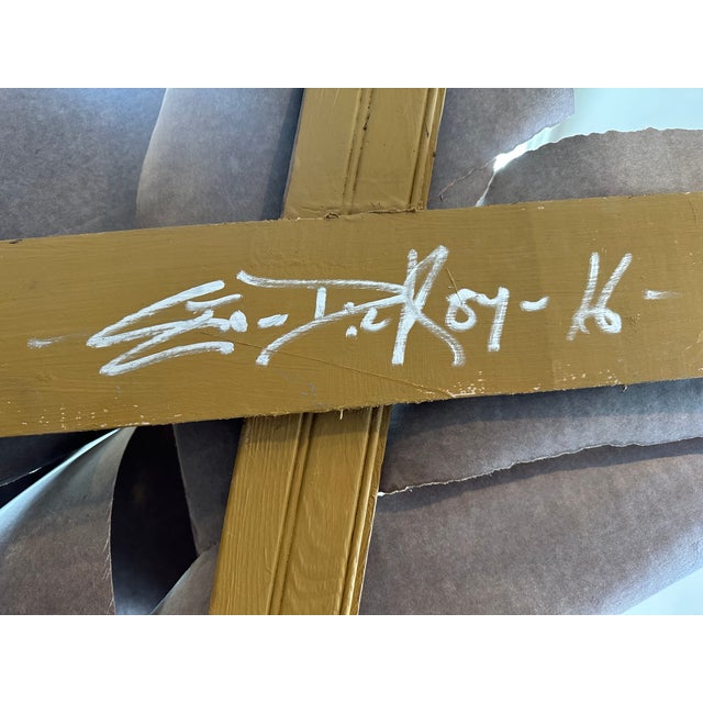 Brown Leon Dickey Signed 2016 African Wood Veneer Abstract Wall Sculpture, 5 Ft For Sale - Image 8 of 15