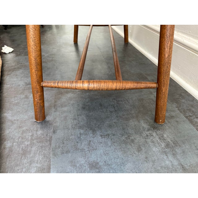 Mid 20th Century Mid-Century Modern Solid Wood Coffee Table With Ribbed H-Stretcher For Sale - Image 5 of 10