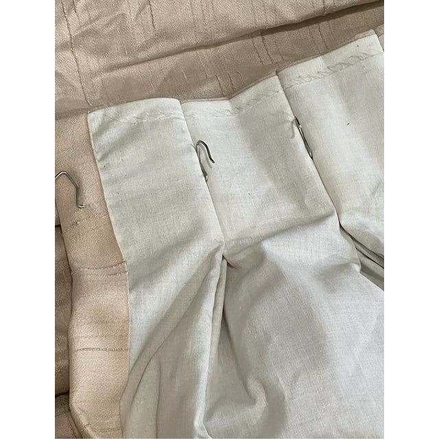 Traditional Vintage Silk Curtain Panel Pencil Pleat Handmade Beige For Sale - Image 3 of 7