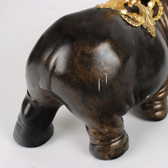 Rhinoceroses Plaster Candleholders by J. Luc Maisiere, 1900s, Set of 2 For Sale - Image 9 of 11