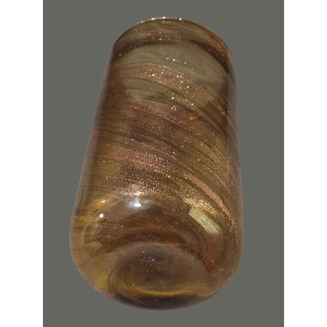 Mid-Century Modern Late 20th Century Attributed Murano Art Glass Hand Blown Pair Tumblers Glasses Copper Gold Color For Sale - Image 3 of 6