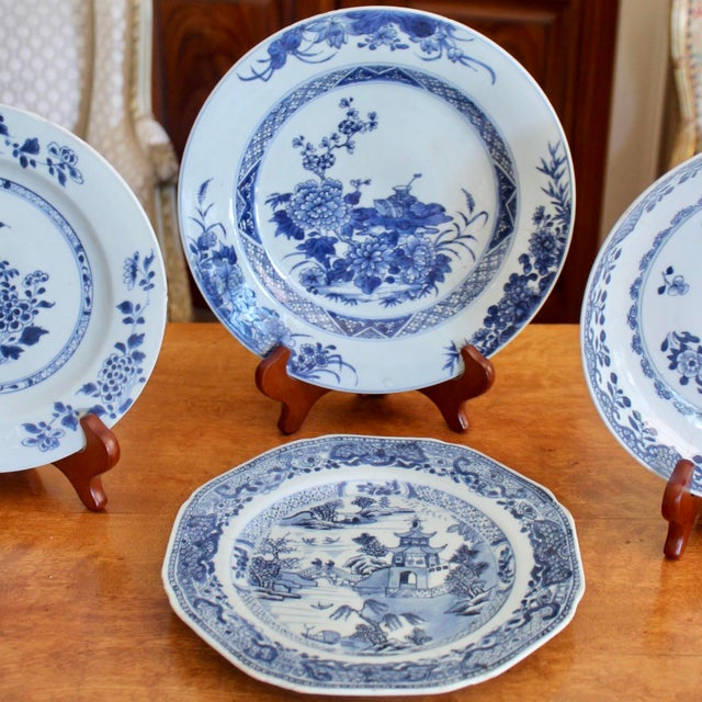 Chinese Group of Four Chinese Export Dishes, Blue and White For Sale - Image 3 of 15
