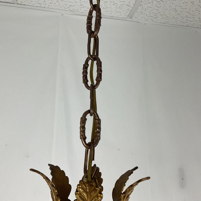 1950s Small Brass and Enamel Empire Chandelier For Sale In West Palm - Image 6 of 14