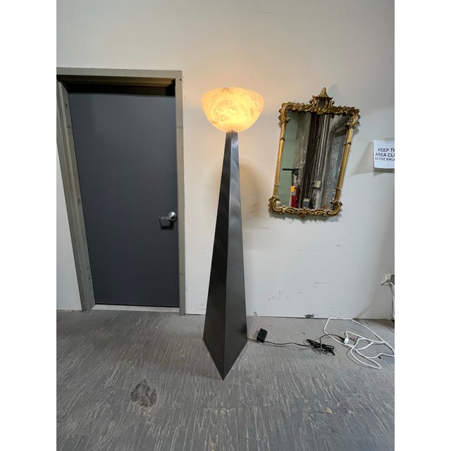 Metal Sarreal Sr-13 Spanish Modernist Brushed Steel Torchiere Floor Lamp For Sale - Image 7 of 12