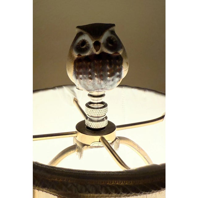 Traditional Contemporary Pair of Vintage Ceramic Owl Finials For Sale - Image 3 of 4