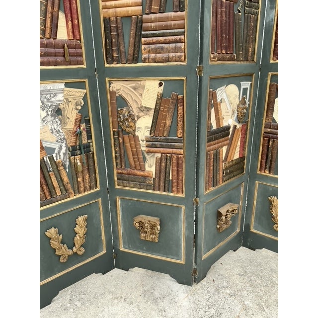 Vintage Regency Mixed Media Library Screen | Chairish