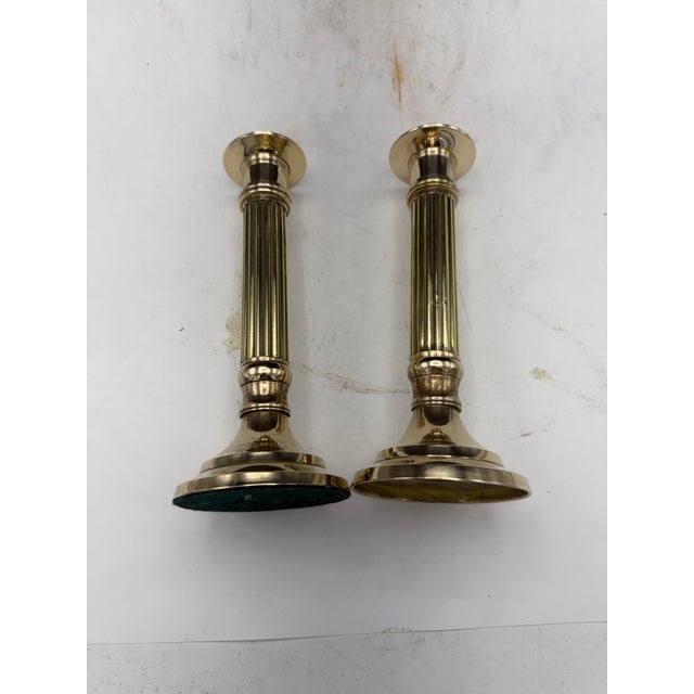 Pair of Brass Candlesticks For Sale - Image 4 of 5