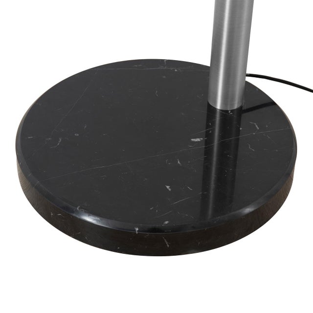 Rancho Mirage 3 Light Arc Floor Lamp - 84", Satin Nickel Finish, Matte Black & Silver-Leaf Shade, Marble Base, Dimmer Switch For Sale - Image 9 of 11