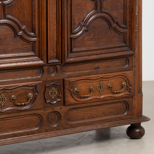 Late 18th Century French Carved Oak Two-Door Armoire For Sale - Image 10 of 12