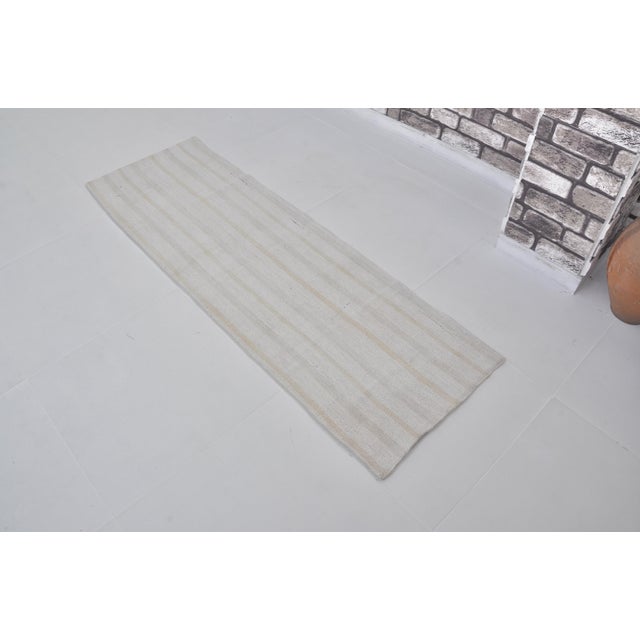 Turkish Vintage Stripe Hemp Runner For Sale - Image 3 of 10