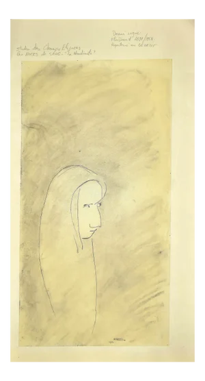 Flor David, Robe Devant, 1952, Original Black China Ink and Pencil Drawing