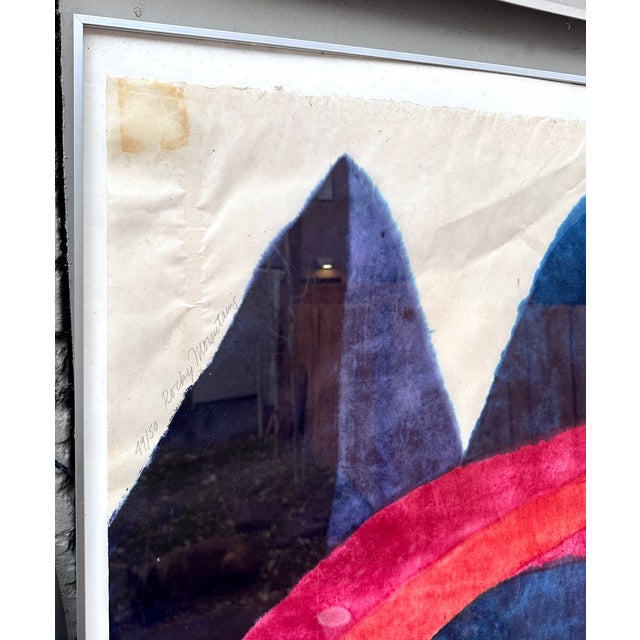 1970s Large 51" Original Signed Carol Summers “Rocky Mountains” Woodcut Print For Sale - Image 9 of 11
