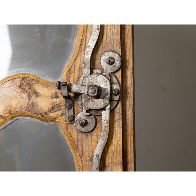 French French Chapeau de Gendarme 19th Century Carved Elm Cabinet with Glass Doors For Sale - Image 3 of 12