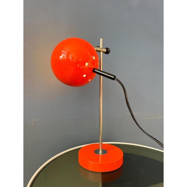 Mid-Century Modern Space Age Desk Lamp in Orange For Sale - Image 4 of 13