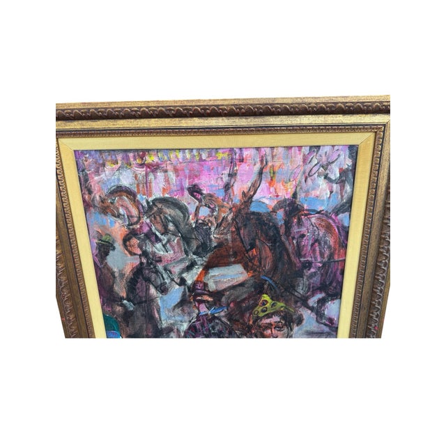 Impressionist 1973 Pascal Cucaro Large Circus Oil Painting For Sale - Image 3 of 12