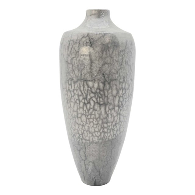 Eduardo Lazo Signed Naked Raku Vase—Studio Ceramic Technique Vessel 12” For Sale