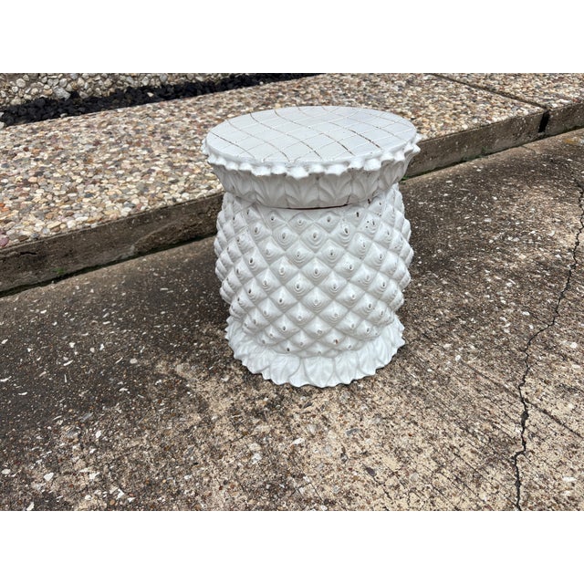 1970s Italian Glazed Terracotta Pineapple Garden Seat or Table For Sale - Image 10 of 12