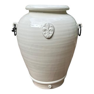 Late 20th Century Pottery Barn White Large Ceramic Vase, Made in Italy For Sale