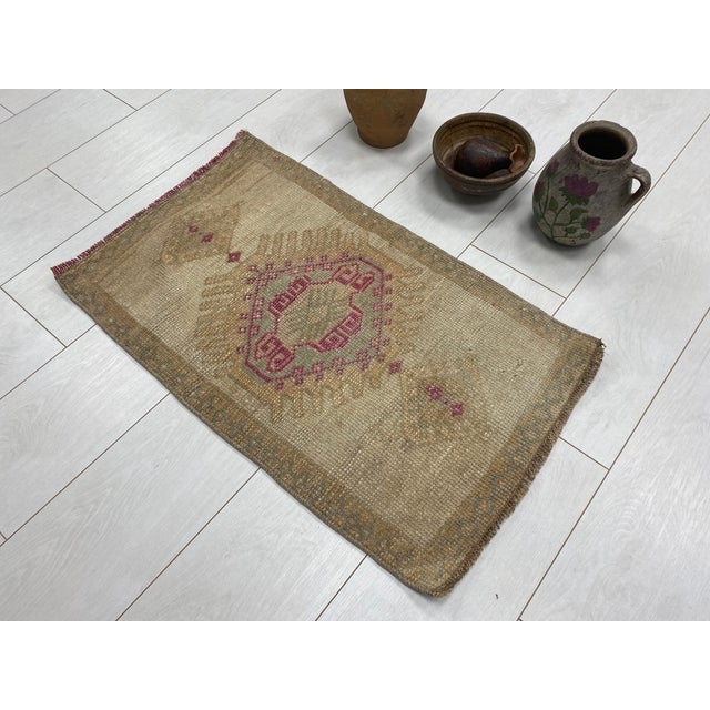 Turkish Small Tribal Wool Carpet For Sale - Image 3 of 6