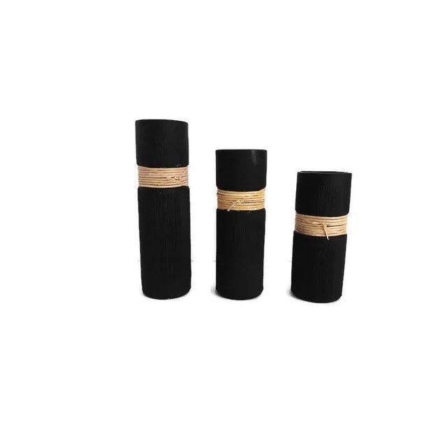 1980s Balos Asian Style Matte Black Mouthblown Vases - Set of 3 For Sale - Image 4 of 12