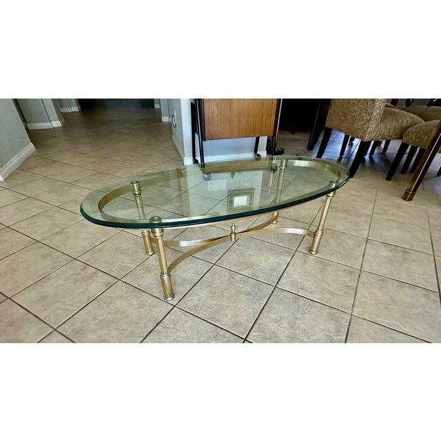 Hollywood Regency Brass Oval Cocktail Coffee Table Made Italy For Sale - Image 18 of 18