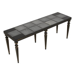 Neoclassical Ebony & Smoked Mirror Top Console Table For Sale