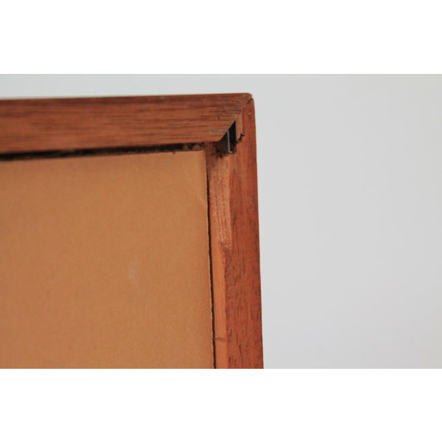Wood Vintage Handmade Framed Inlay Marquetry Picture - Birds Soaring Over a Landscape For Sale - Image 7 of 7