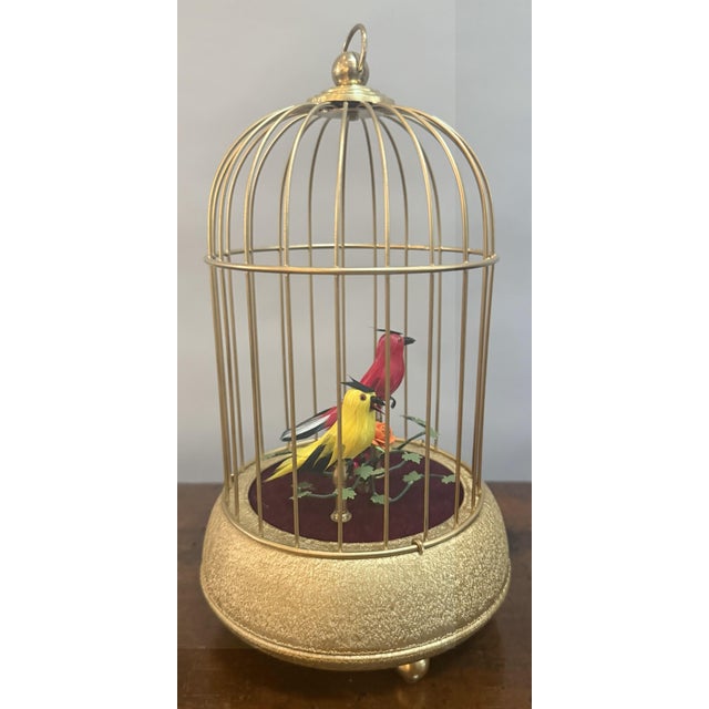 Belgian Two-Bird Singing Automaton in Gilded Cage For Sale - Image 10 of 10