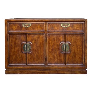 Vintage Thomasville Mystique Asian Campaign Four Door Sideboard or Server For Sale