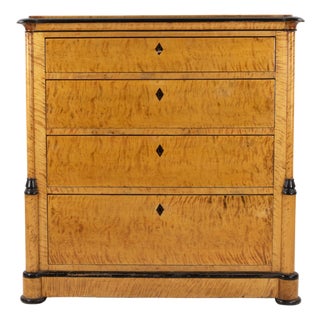 Biedermeier Chest of Drawers with Maple and Ebonized Accents, Austria For Sale