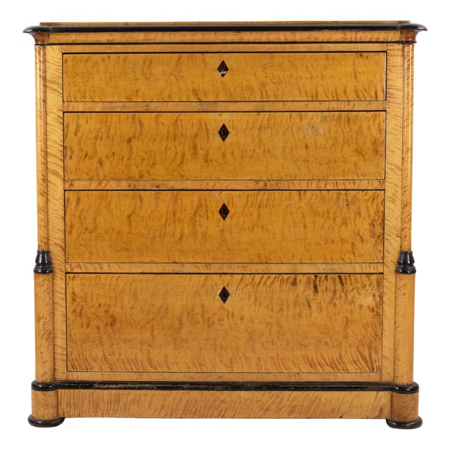 Biedermeier Chest of Drawers with Maple and Ebonized Accents, Austria For Sale