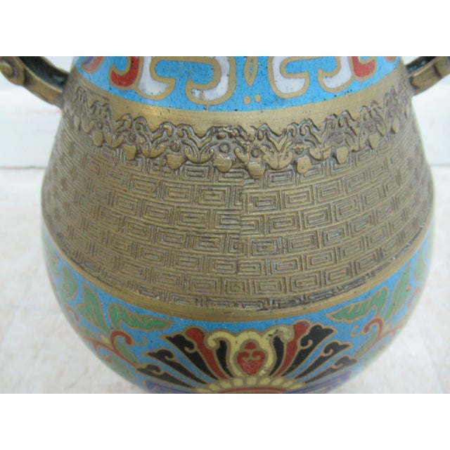 Blue 1960s Asian Cloisonne Vase/Urn For Sale - Image 8 of 12