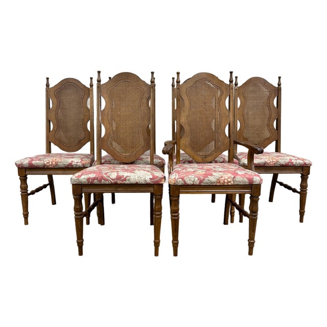 Vintage Bassett Spanish Mediterranean Italian Neoclassical Style Dining Chairs For Sale