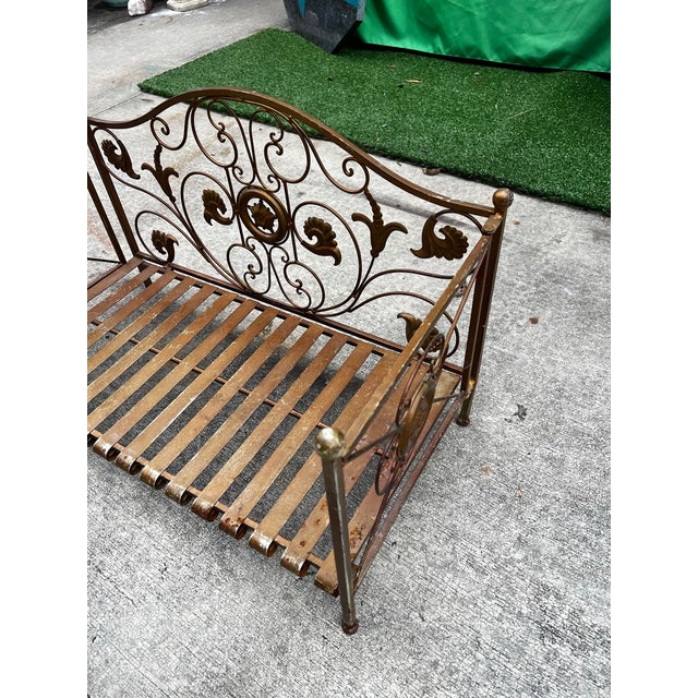 Mid-Century Modern Small Gold Metal Vintage Detailed Dog Bed For Sale - Image 3 of 5