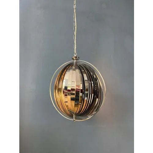 Chrome Moon Spiral Hanging Lamp by Henri Mathieu For Sale - Image 5 of 11