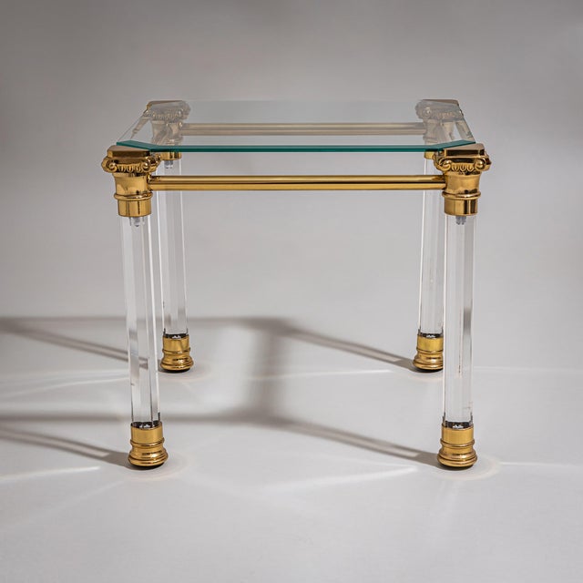 Metal Coffee Tables in Acrylic Glass and Brass, Italy, 1950s, Set of 2 For Sale - Image 7 of 13