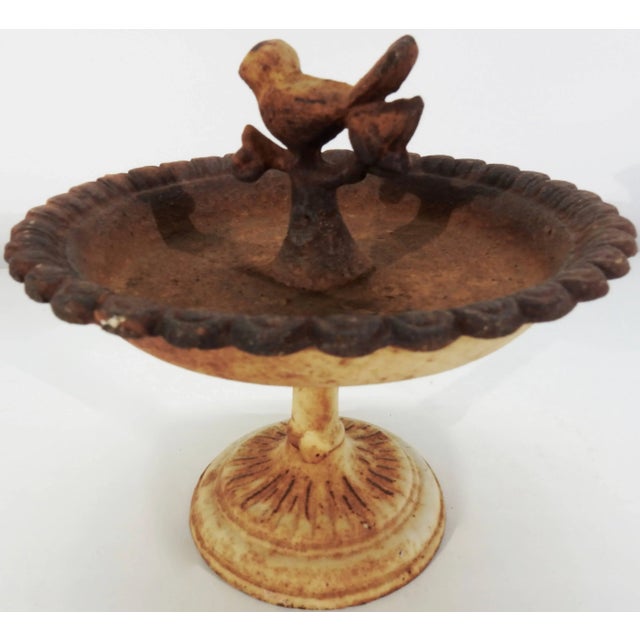 1980s Small Rustic Cast Iron Birdbath For Sale - Image 5 of 9