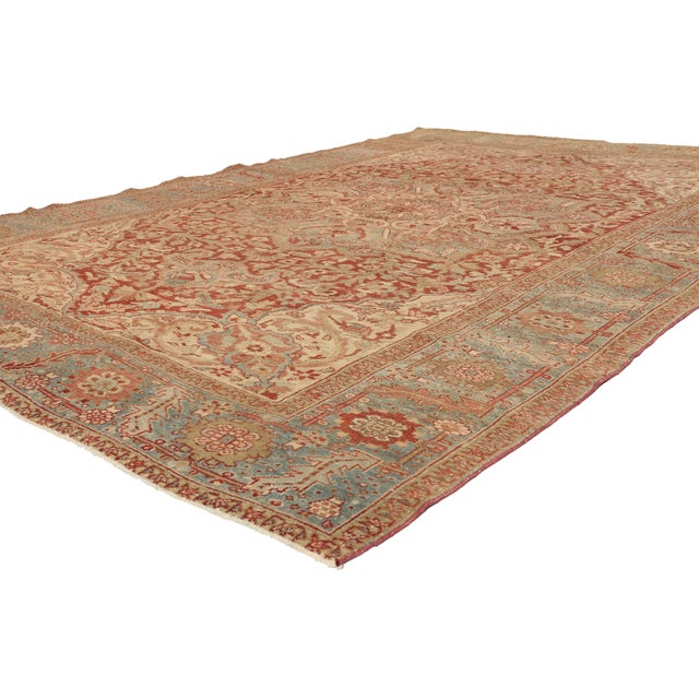52670 Antique Persian Heriz Rug, 07'07 x 10'10. The Noble Arabesque: An Antique Persian Heriz Masterpiece of Garden...