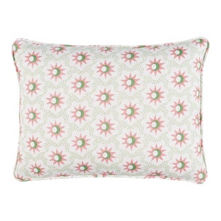 Schumacher Lucie Lumbar 18" Pillow In Pink & Green For Sale