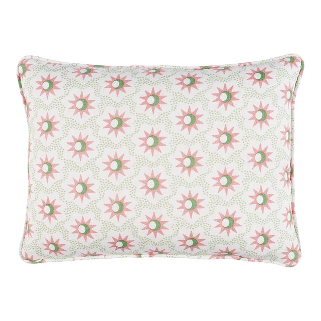 Schumacher Lucie Lumbar 18" Pillow In Pink & Green For Sale