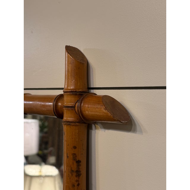 Brown Antique Faux Bamboo Mirror For Sale - Image 8 of 10
