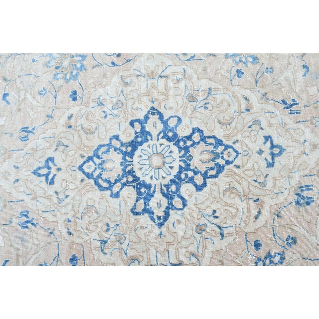1970s Vintage Persian Handmade Wool Cotton Blue Area Rug For Sale - Image 9 of 11