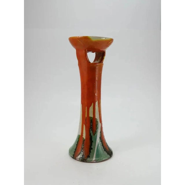 A unique multicolored ceramic candleholder made around the 1970-80s in Hungary. In an excellent condition for its age....