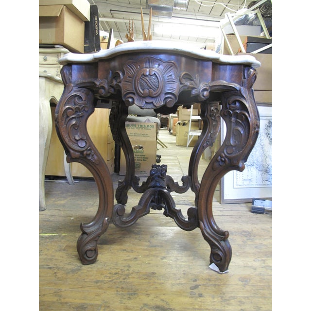 Late 19th Century Finely Carved Wood Victorian Entry Table | Chairish