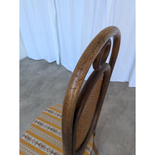 Vintage Bentwood Chair in Fabric and Cane Backrest, Yugoslavia, 1970s For Sale - Image 12 of 18