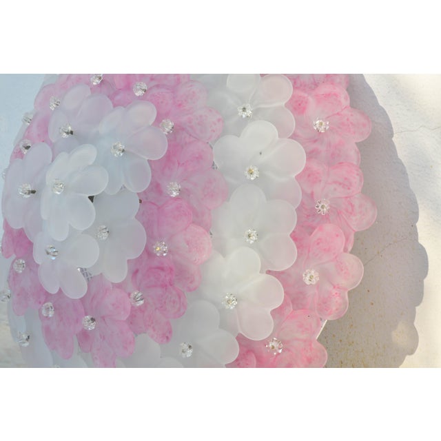 1970s Elegant Murano Ceiling Light Pink Flower by Seguso for Venini, Italy For Sale - Image 6 of 12