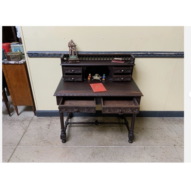 Wood Antique Desk in Oak from Brittany, 1880 For Sale - Image 7 of 10
