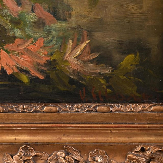 Still Life with Flowers, 1900, Oil on Board For Sale - Image 4 of 5